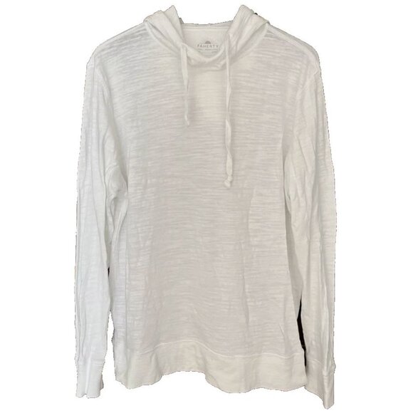 Faherty Hoodie Sunwashed Slub Long Sleeve Hooded drawstring White Mens XS - Picture 1 of 6